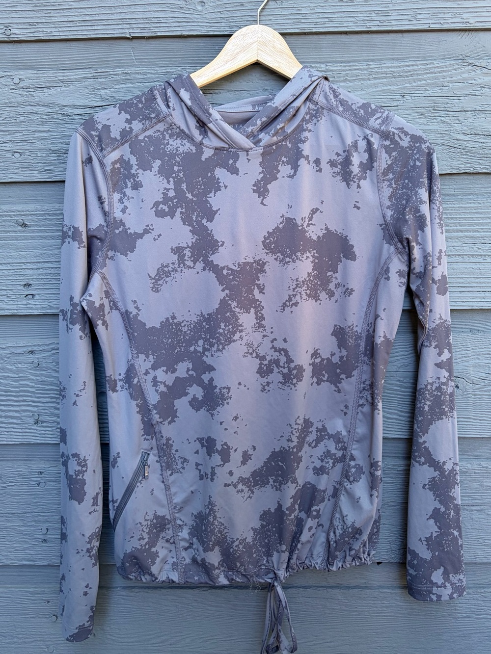 Mountain Hardwear Crater Lake Blue Slate Scattered Paint Camo Grey Hoodie XS